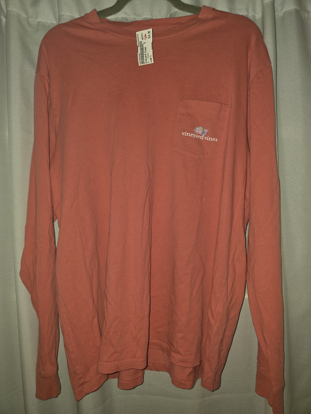 Vineyard Vines Long-Sleeve Pocket Tee in Coral